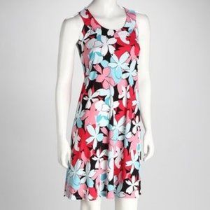 Paniz New York Small Pink and Blue Abstract Floral Shift Dress